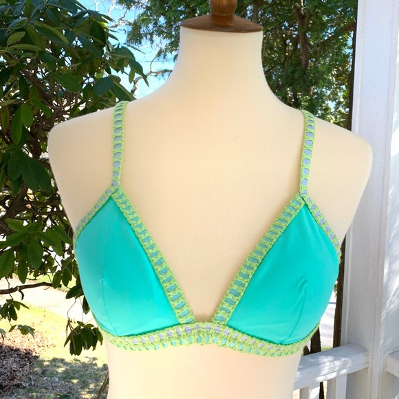 Victoria's Secret Other - VS Seafoam  Crochet Tri Cut Bikini Top Size Medium
